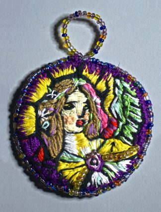 Angel with yellow halo medallion