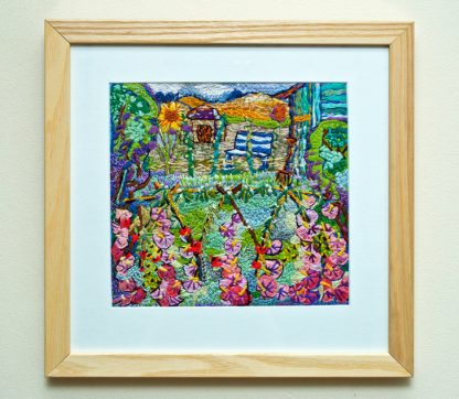 Down on the allotment framed embroidery
